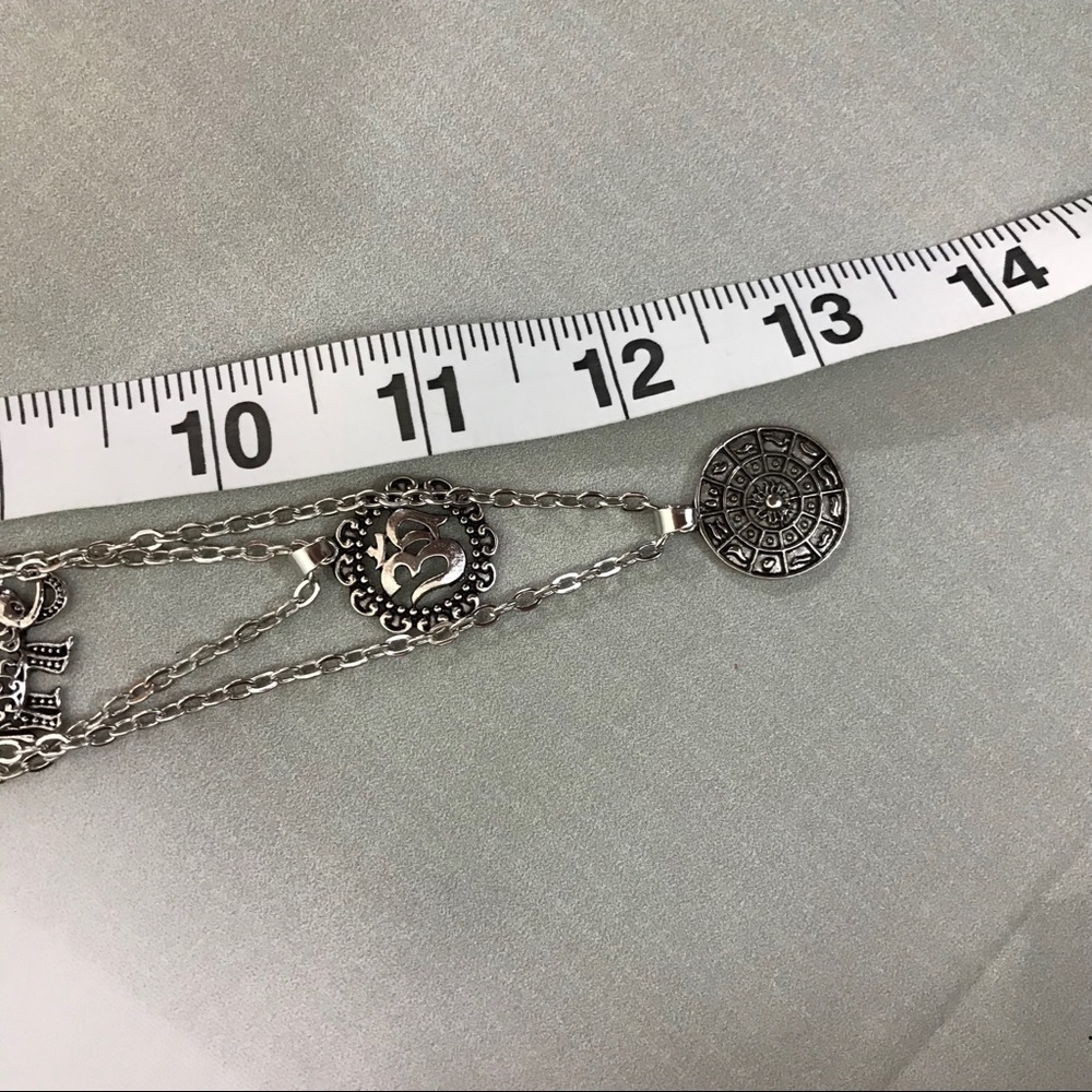 Silver Elephant & Moon Layered Long Necklace - Picture 3 of 5